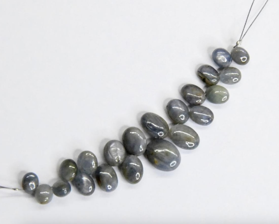 NATURAL BLUE SAPPHIRE BEADS SIDE DRILL OVAL 5X6 - 9X11 MM, 21 PCS (1 of 1)