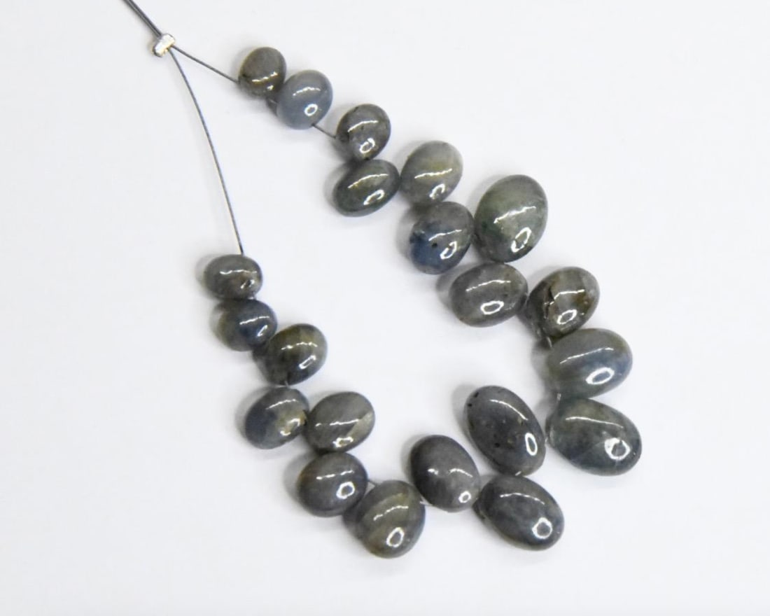 NATURAL BLUE SAPPHIRE BEADS SIDE DRILL OVAL 4.5X6 - 7X10.5 MM, 21 PCS (1 of 1)