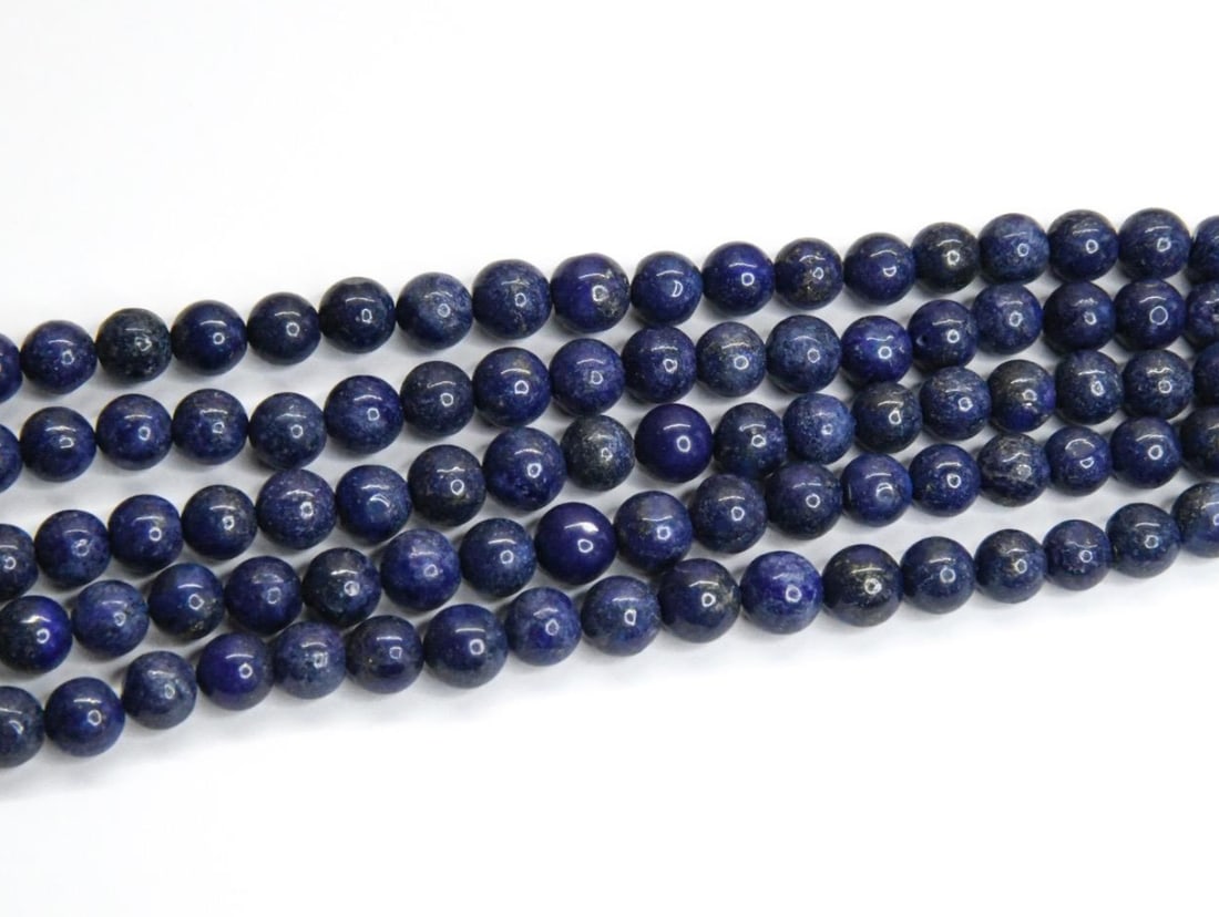 NATURAL LAPIS BEADS ROUND 8 - 9.5 MM, 7" STRAND (2 LINES) (1 of 1)