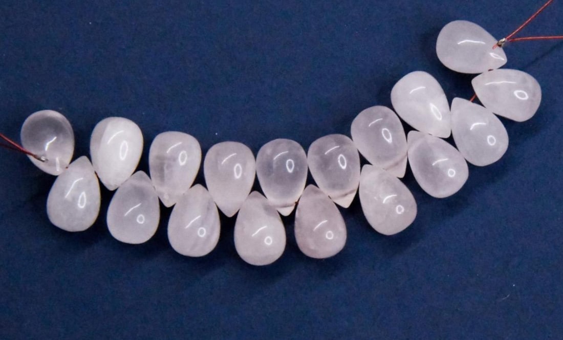 NATURAL ROSE QUARTZ BEADS BRIOLETTE 8X12 MM, 18 PCS (1 of 1)