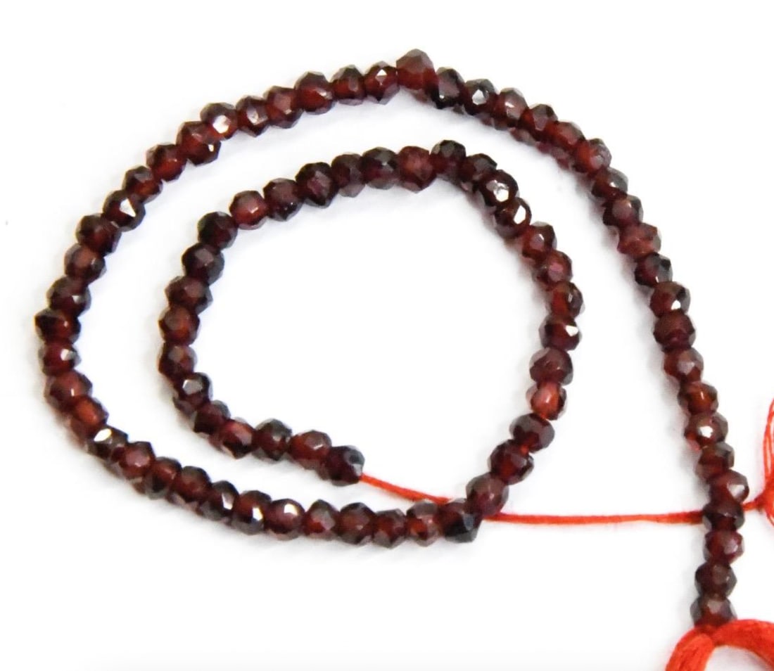 NATURAL GARNET BEADS FACETED RONDELLE 3 MM, 8" STRAND (1 of 1)