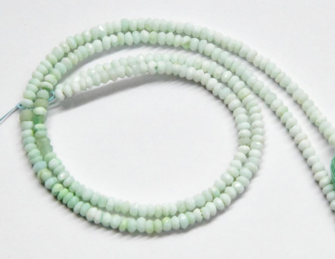 NATURAL PERUVIAN OPAL BEADS FACETED RONDELLE 3.5 MM, 11" STRAND (2 LINES) (1 of 1)