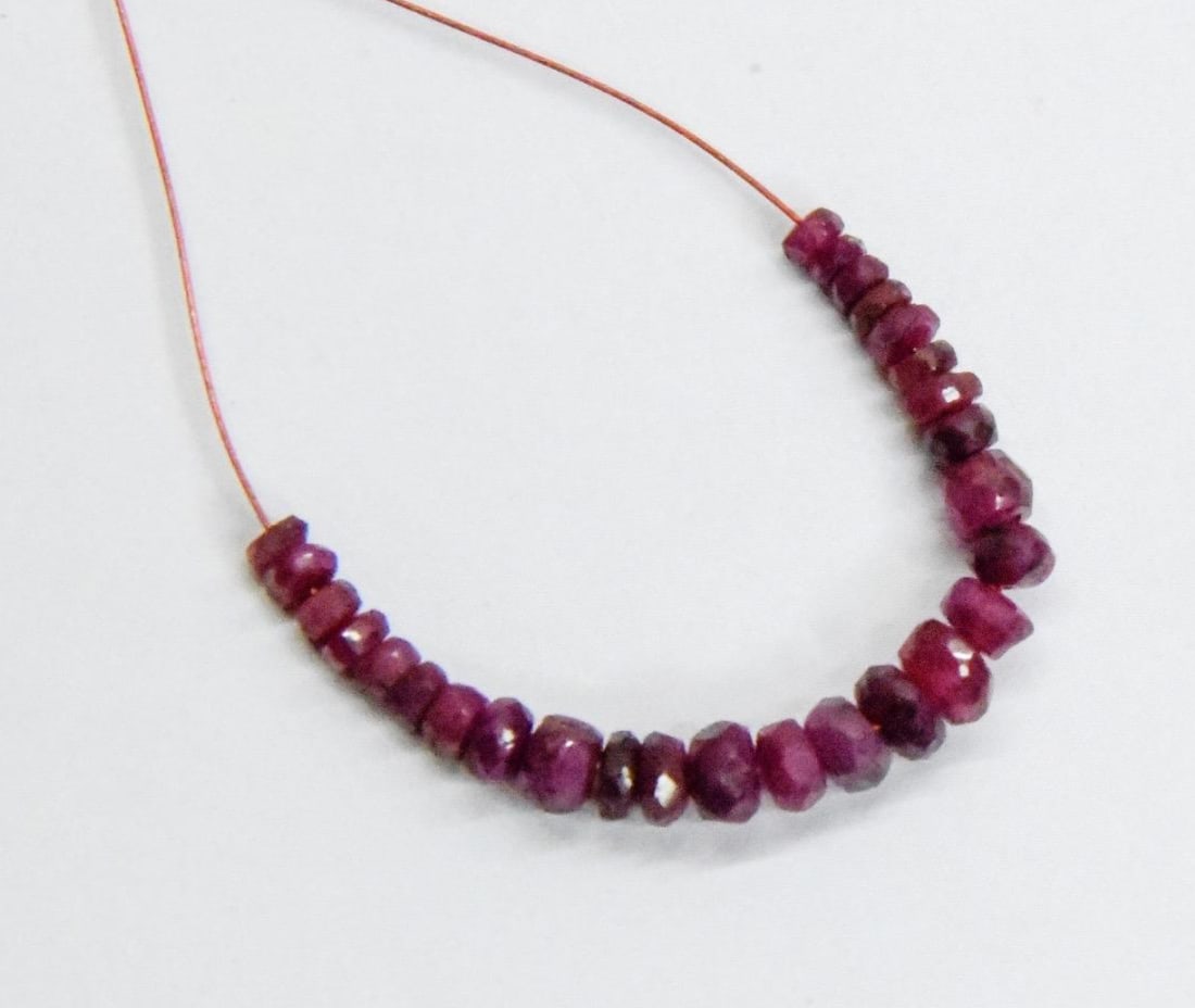 NATURAL RUBY BEADS (DYED) FACETED RONDELLE 2.5 - 4.5 MM, 27 PCS (1 of 1)
