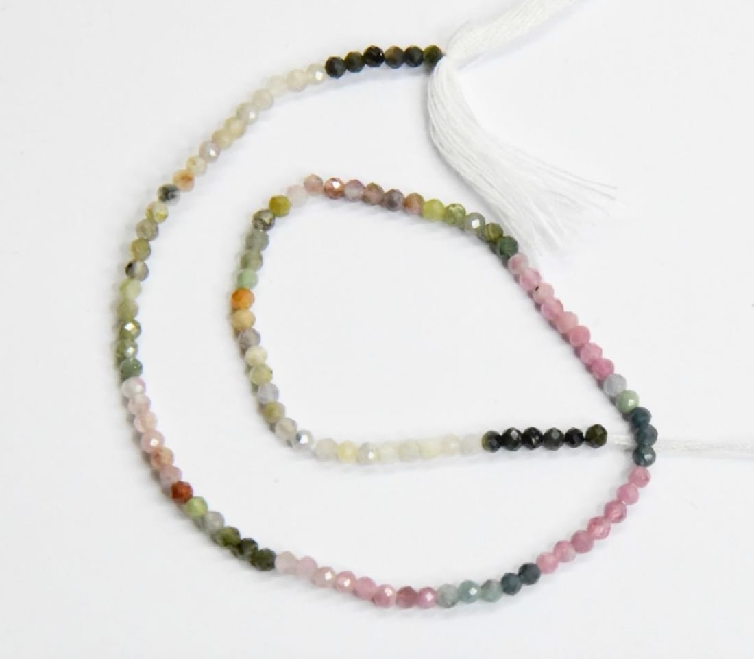 NATURAL MULTI TOURMALINE BEADS FACETED ROUND 2 - 2.5 MM, 9" STRAND (1 of 1)
