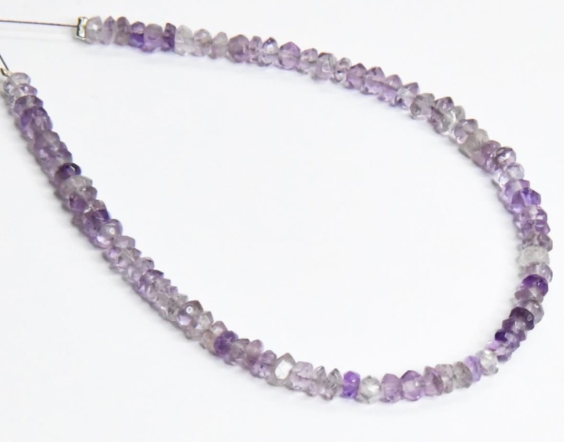 NATURAL AMETHYST BEADS FACETED RONDELLE 3.5 - 4 MM, 7" STRAND (1 of 2)