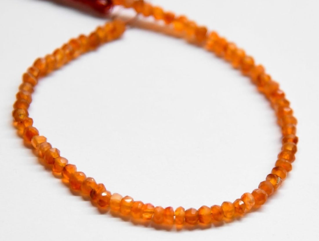 NATURAL CARNELIAN BEADS FACETED RONDELLE 3.5 MM, 7" STRAND (1 of 2)