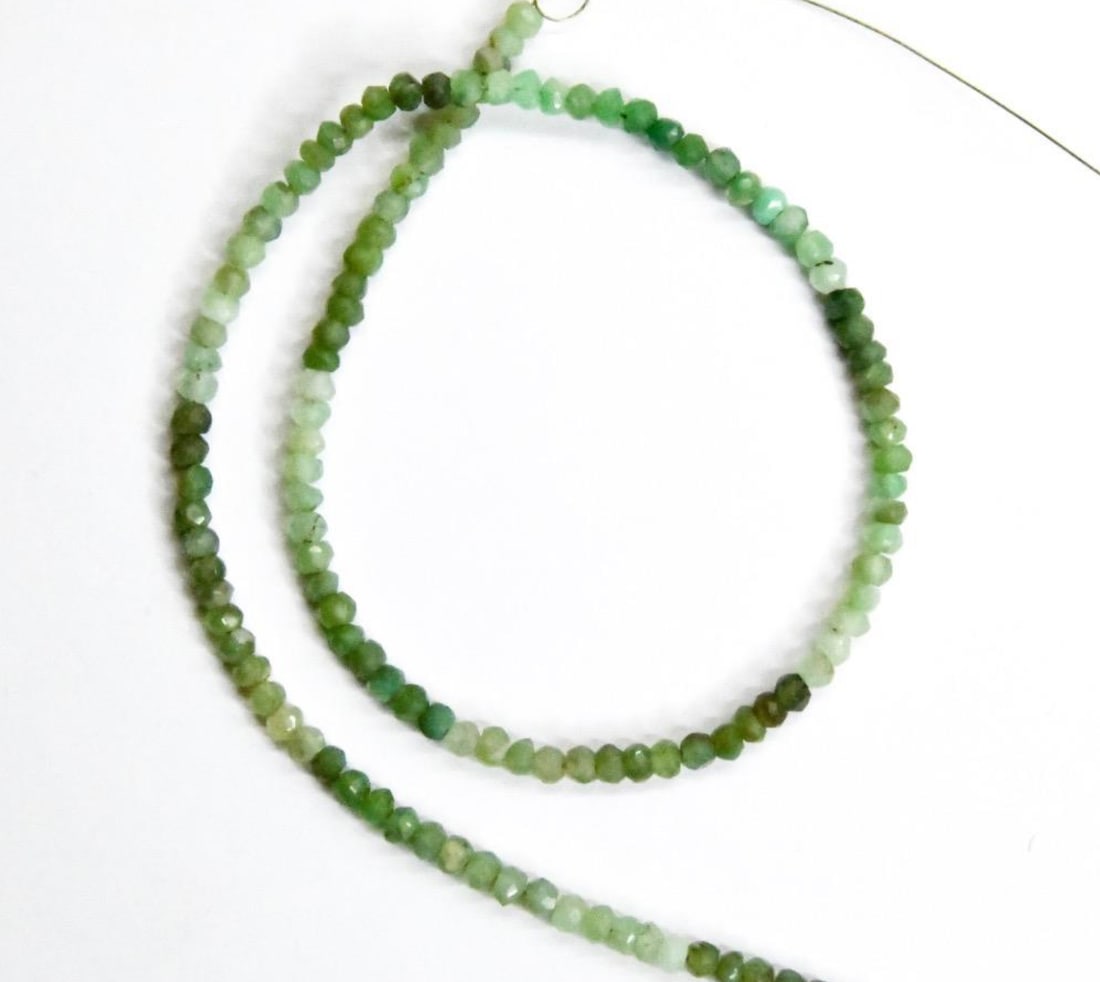 NATURAL CHRYSOPHASE BEADS FACETED RONDELLE 3 - 3.5 MM, 12.5" STRAND (1 of 1)