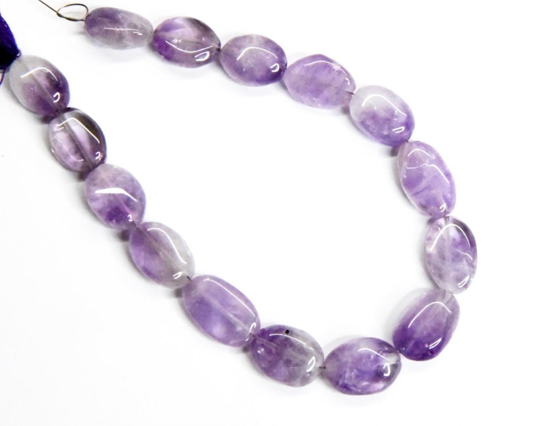 NATURAL AMETHYST BEADS OVAL 8X11 - 9X14 MM, 7" STRAND (1 of 1)