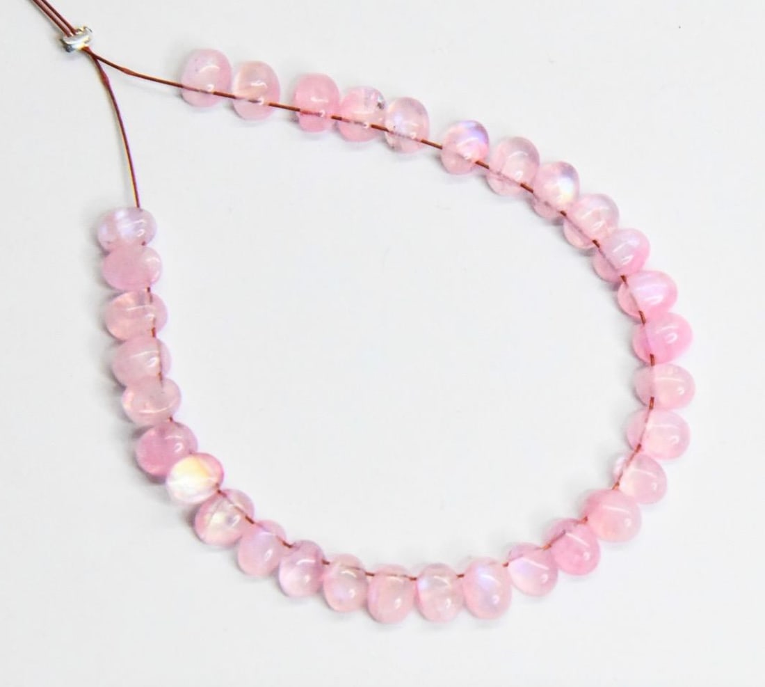 NATURAL PINK RAINBOW MOONSTONE BEADS (COATED) 3.5X5 MM, 32 PCS (1 of 1)