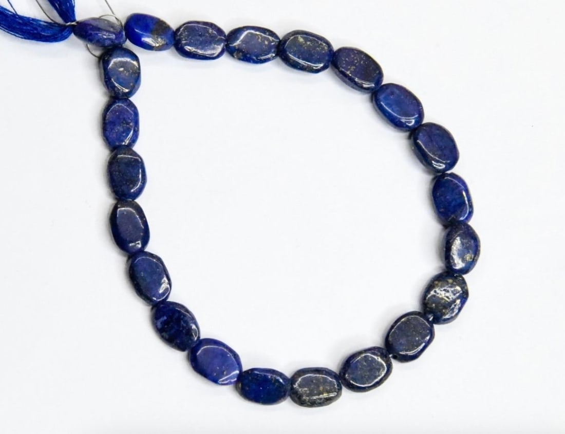 NATURAL LAPIS BEADS OVAL 6X9 - 7X10 MM, 7.5" STRAND (1 of 1)