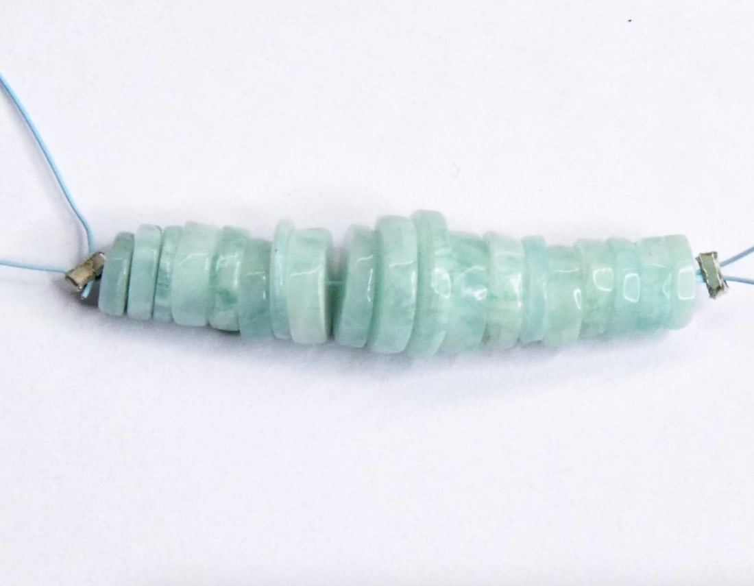 NATURAL AMAZONITE BEADS TYRE 5 - 8.5 MM, 19 PCS (1 of 1)