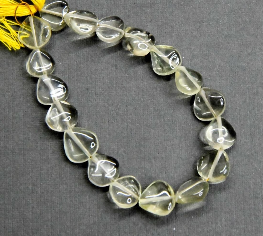 NATURAL LEMON QUARTZ BEADS HEART 7.5 - 9 MM, 5.5" STRAND (1 of 1)