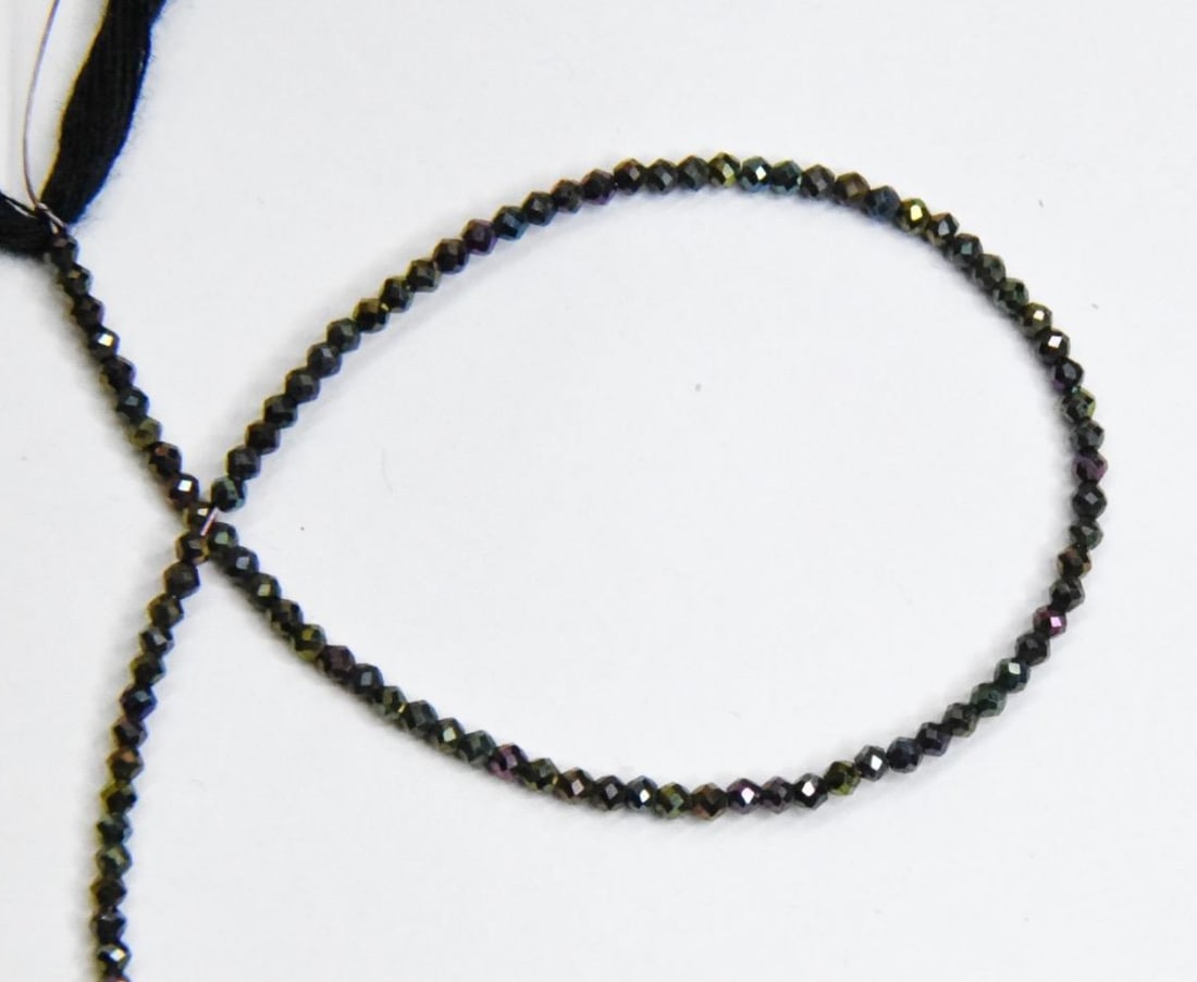 BLACK SPINEL BEADS (COATED) FACETED RONDELLE 2 MM, 11" STRAND (1 of 1)