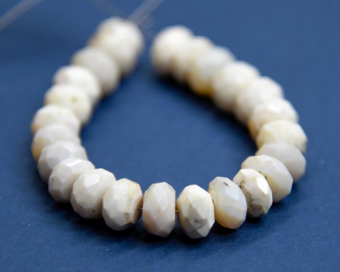 NATURAL AUSTRALIAN OPAL BEADS FACETED RONDELLE 8.5 - 9.5 MM, 5" STRAND (1 of 2)