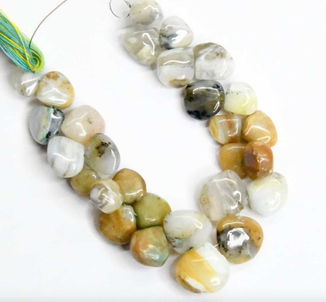 NATURAL PERUVIAN OPAL BEADS HEART 6X7 - 12X13 MM, 5" STRAND (1 of 1)