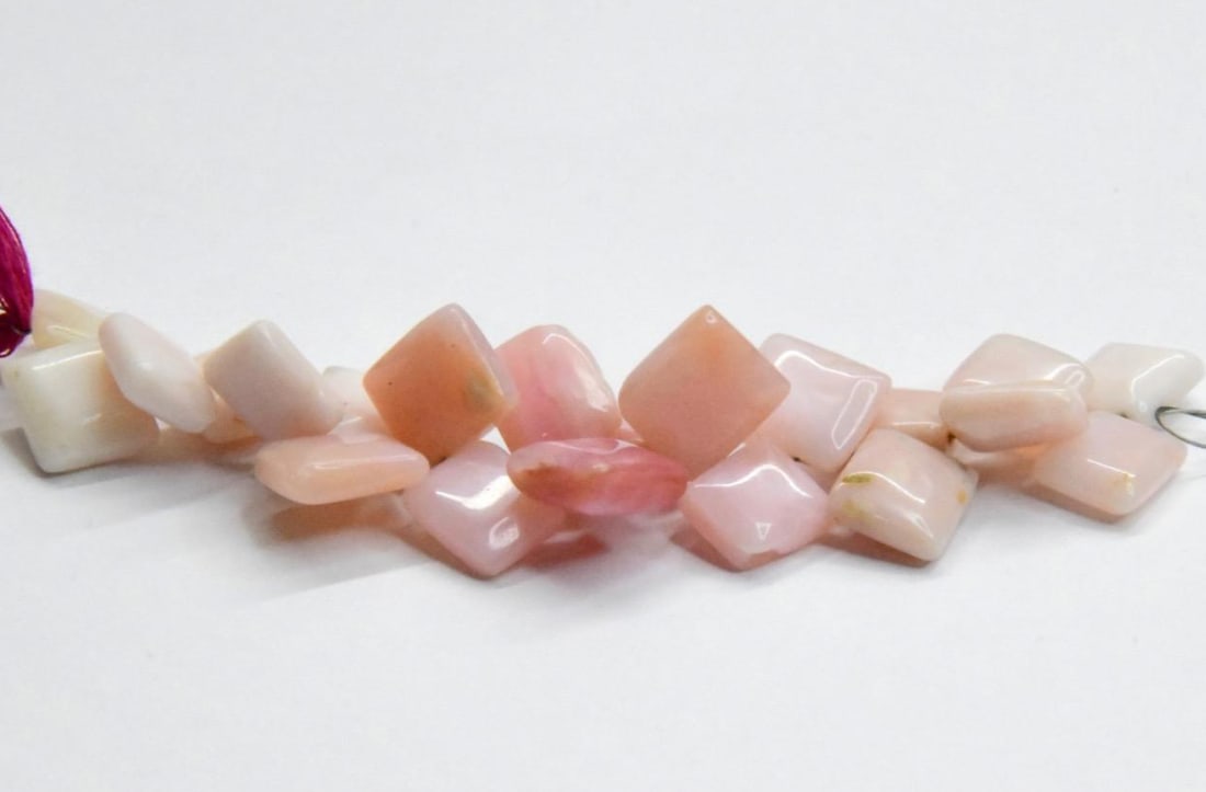 NATURAL PINK OPAL BEADS FANCY 7X11 - 9X13 MM, 3.5" STRAND (1 of 2)