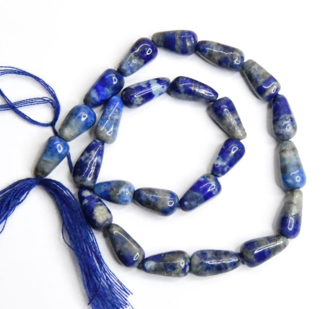 NATURAL LAPIS BEADS TOPDRILL DROPS 5X9 - 5X11 MM, 9.5" STRAND (1 of 2)
