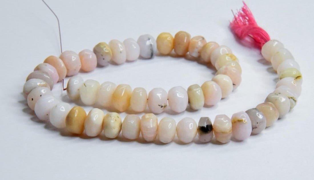 NATURAL PINK OPAL BEADS RONDELLE 8.5 - 10 MM, 12.5" STRAND (1 of 2)