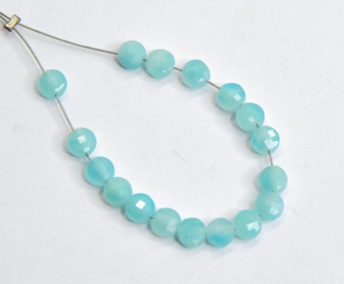 NATURAL AMAZONITE BEADS FACETED COIN 4 MM, 17 PCS (1 of 1)