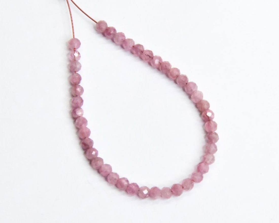 NATURAL PINK TOURMALINE BEADS FACETED ROUND 2.5 MM, 41 PCS (1 of 1)