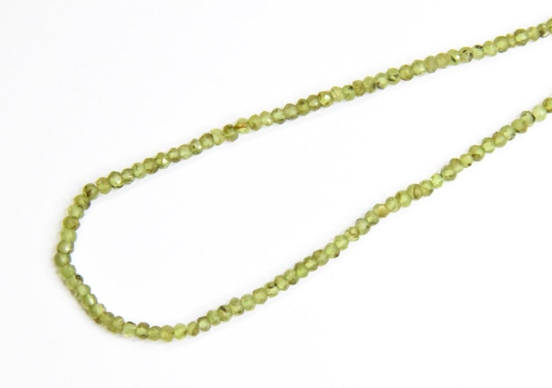 NATURAL PERIDOT BEADS FACETED RONDELLE 2.5 - 3 MM, 9" STRAND (1 of 1)