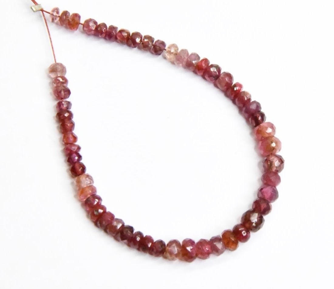NATURAL PINK TOURMALINE BEADS FACETED RONDELLE 3 - 4.5 MM, 53 PCS (1 of 1)