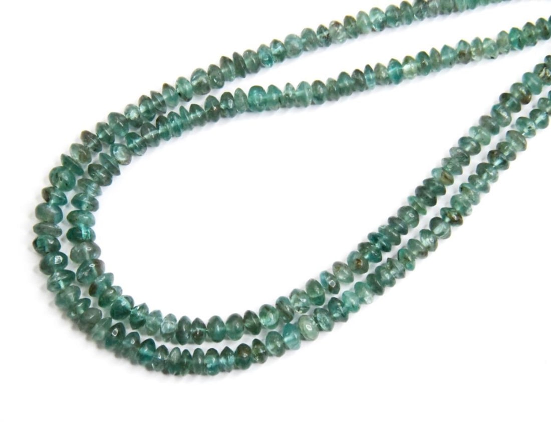 NATURAL APATITE BEADS RONDELLE 4.5 - 6 MM, 10" STRAND (2 LINES) (1 of 2)