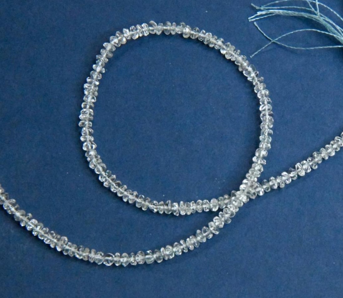 NATURAL AQUAMARINE BEADS FACETED RONDELLE 3 MM, 11.5" STRAND (1 of 1)