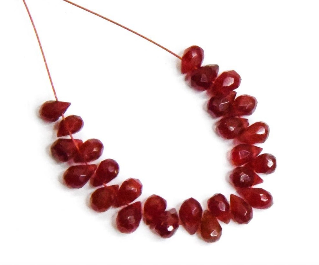 NATURAL RED CHALCEDONY BEADS FACETED BRIOLETTE 3X4 - 3X5 MM, 26 PCS (1 of 1)