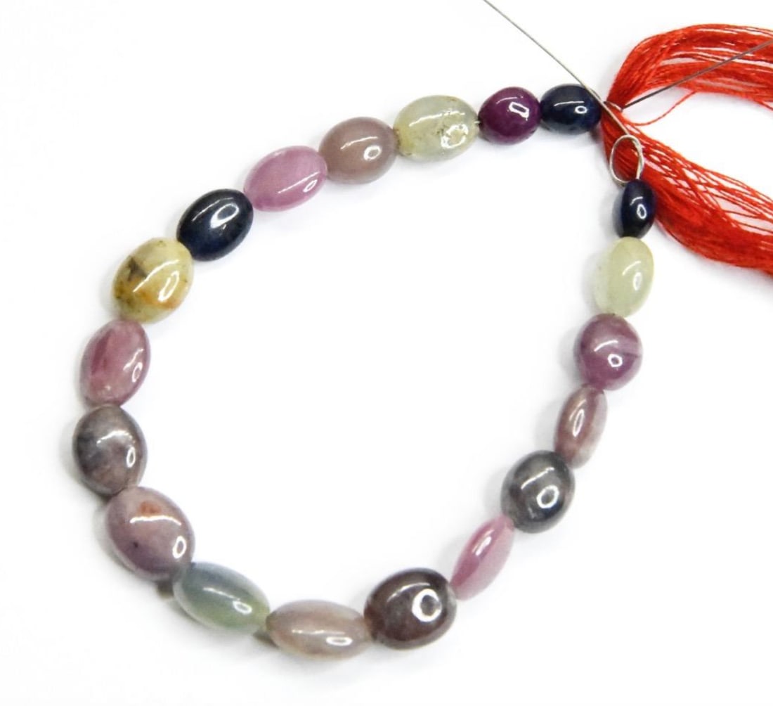 NATURAL MULTI SAPPHIRE BEADS OVAL 5X6 - 7X10 MM, 6" STRAND (1 of 1)