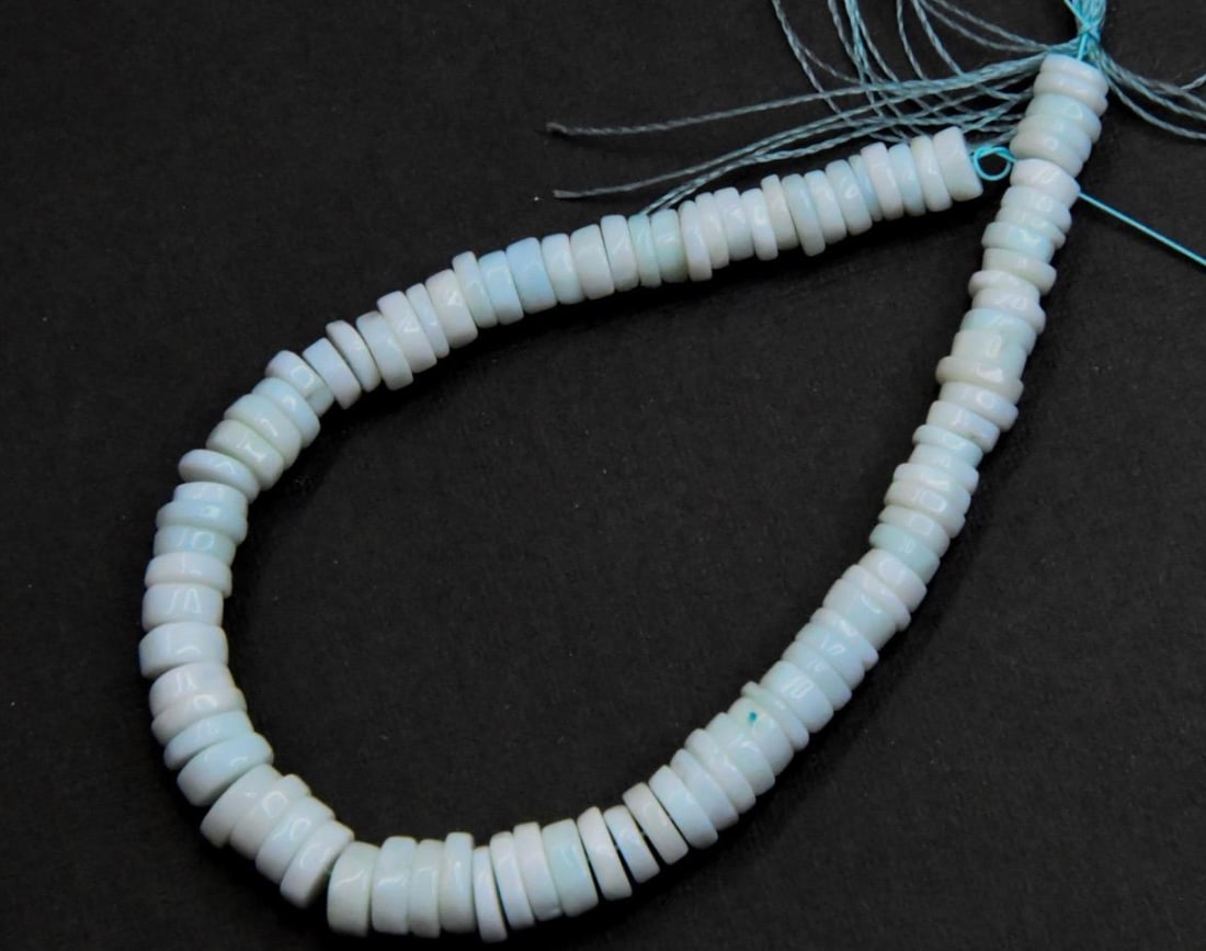 NATURAL BLUE OPAL BEADS (DYED) TYRE 4.5 - 6 MM, 6" STRAND (1 of 1)