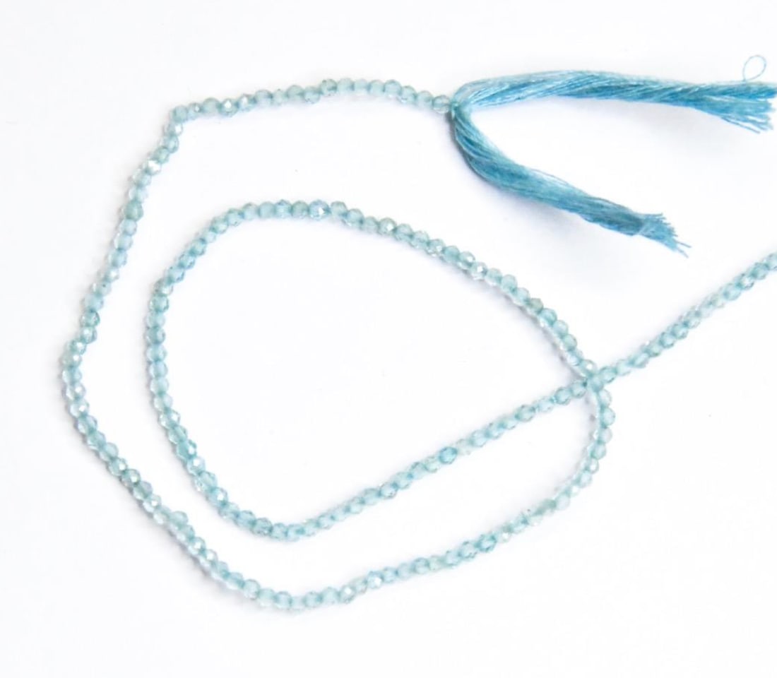 NATURAL AQUAMARINE BEADS FACETED ROUND 2 MM, 10" STRAND (1 of 1)