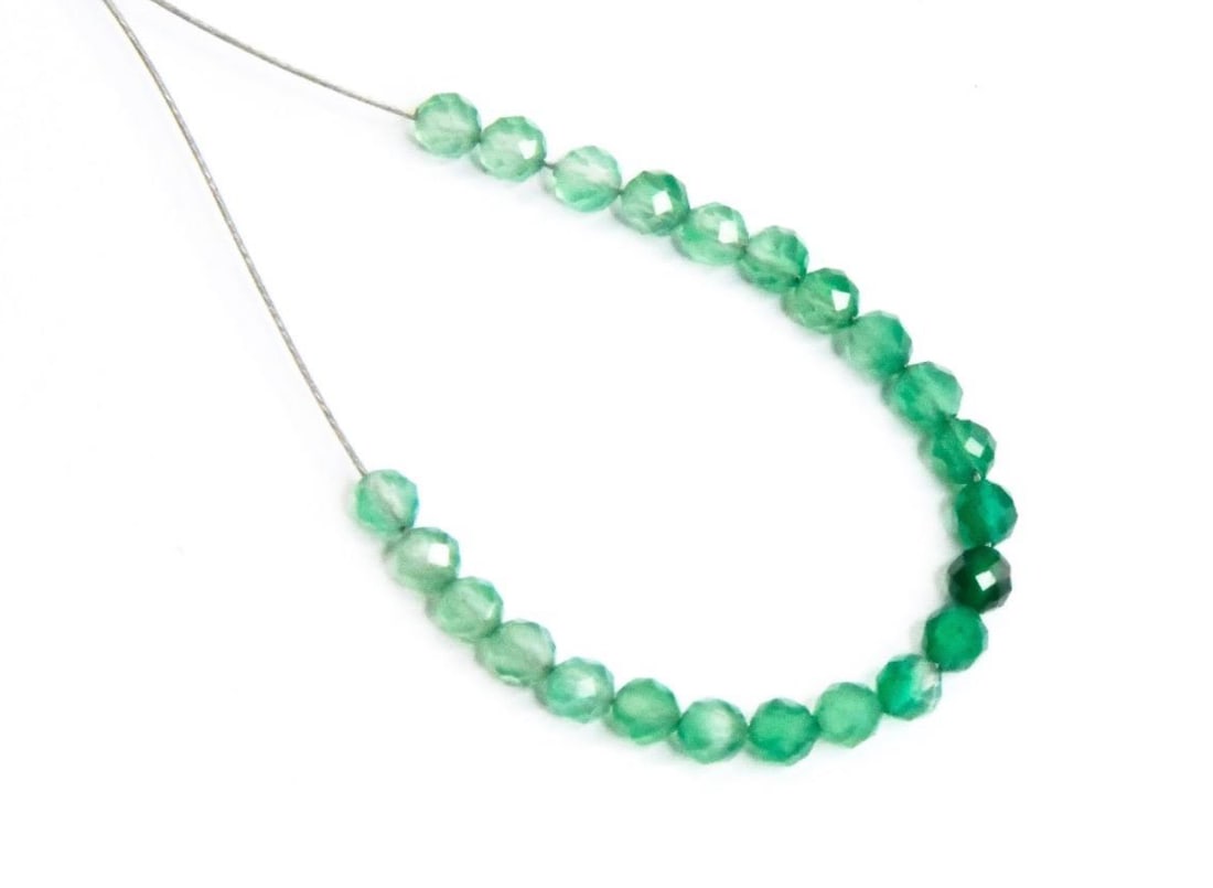 NATURAL GREEN ONYX BEADS FACETED ROUND 3 MM, 18 PCS (1 of 1)