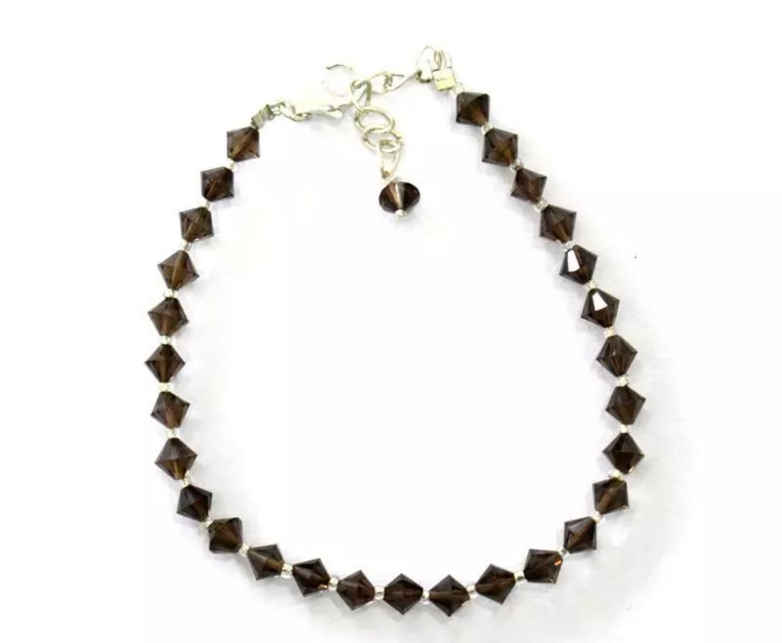 6.5 - 7.5" SOLID 925 SILVER BRACELET - NATURAL SMOKY QUARTZ BEADS FANCY: These are natural, earth mined and hand crafted with precision. Stone: Smoky Quartz, Stone Shape: Faceted Fancy, Stone Size: 5 mm, Width - 4.5 - 5 mm, Length: 6.5 - 7.5", Weight: approx. 20 carats. Th