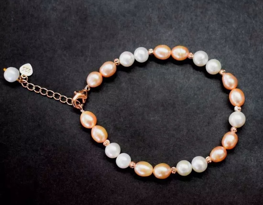7.5 - 9" NATURAL FRESH WATER PEARL BRACELET SOLID 925 SILVER CLASP: These are natural, earth mined and hand crafted with precision. Stone: Fresh Water Pearl, Stone Shape: Round/Oval, Stone Size: 6.5 - 7mm/6x7.5 - 6.5x8mm, Length: 7.5 - 9", Weight: approx. 60 carats. T