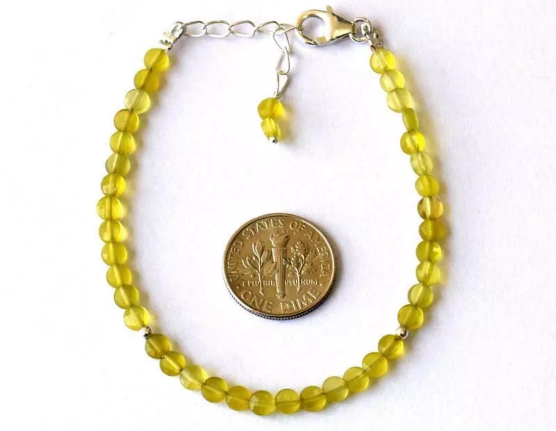 6.5 - 7.5" BRACELET NATURAL LEMON QUARTZ BEADS COIN SOLID 925 SILVER: These are natural, earth mined and hand crafted with precision. Stone: Lemon Quartz, Stone Shape: Faceted Coin, Stone Size: 4mm, Width - 2 - 2.5mm, Length: 6.5 - 7.5", Weight: approx. 15 carats. The p