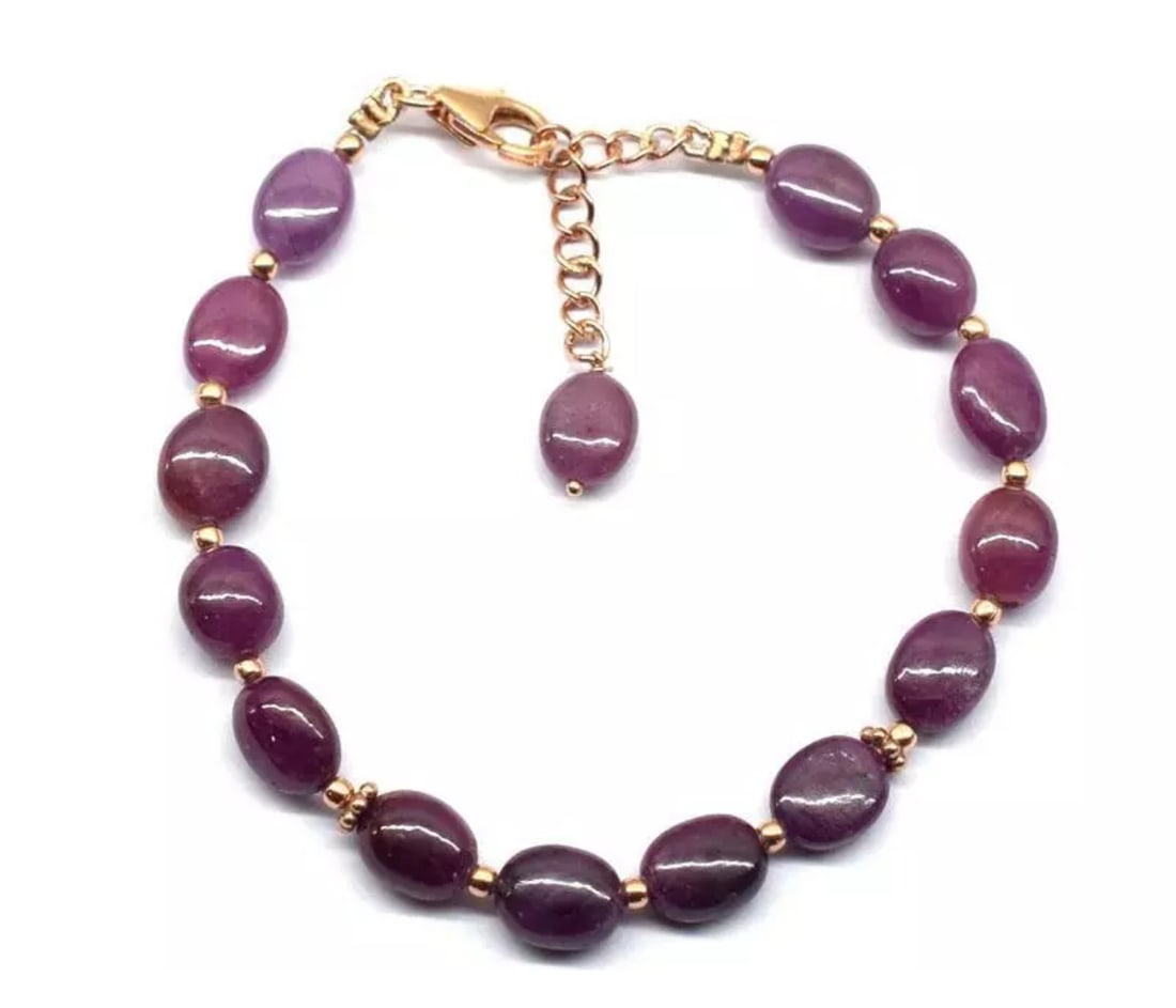 6.5 - 7.5" ROSE GOLD SOLID 925 SILVER BRACELET NATURAL PINK SAPPHIRE: These are natural, earth mined and hand crafted with precision. Stone: Pink Sapphire, Stone Shape: Oval, Stone Size: 7x8 - 7x9 mm, Width: 4 - 5.5 mm, Length: 6.5 - 7.5", Weight: approx. 60 carats. The