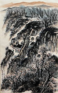Chinese Landscape Painting Paper Scroll Signed Zhao Wangyun: length:100cm wide:62cm