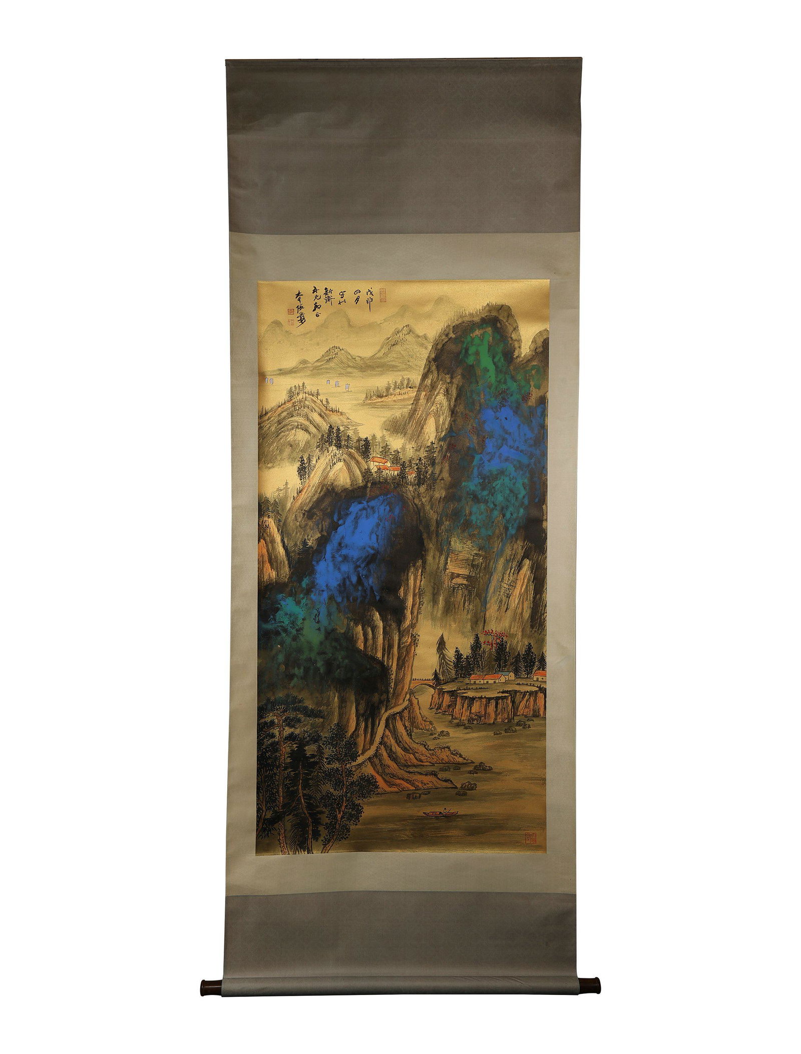 A Zhang Daqian Fine Works Lacquer Gold Vertical Scroll(Splash-ink Landscape) (1 of 9)