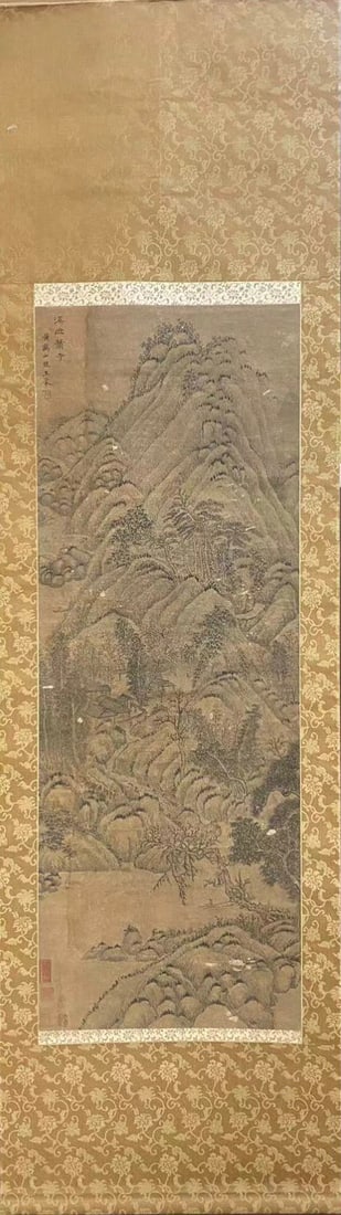 A Wang Meng's Painting Xiaosi Temple at Xishan Mountain: Width 42cm Height 116cm