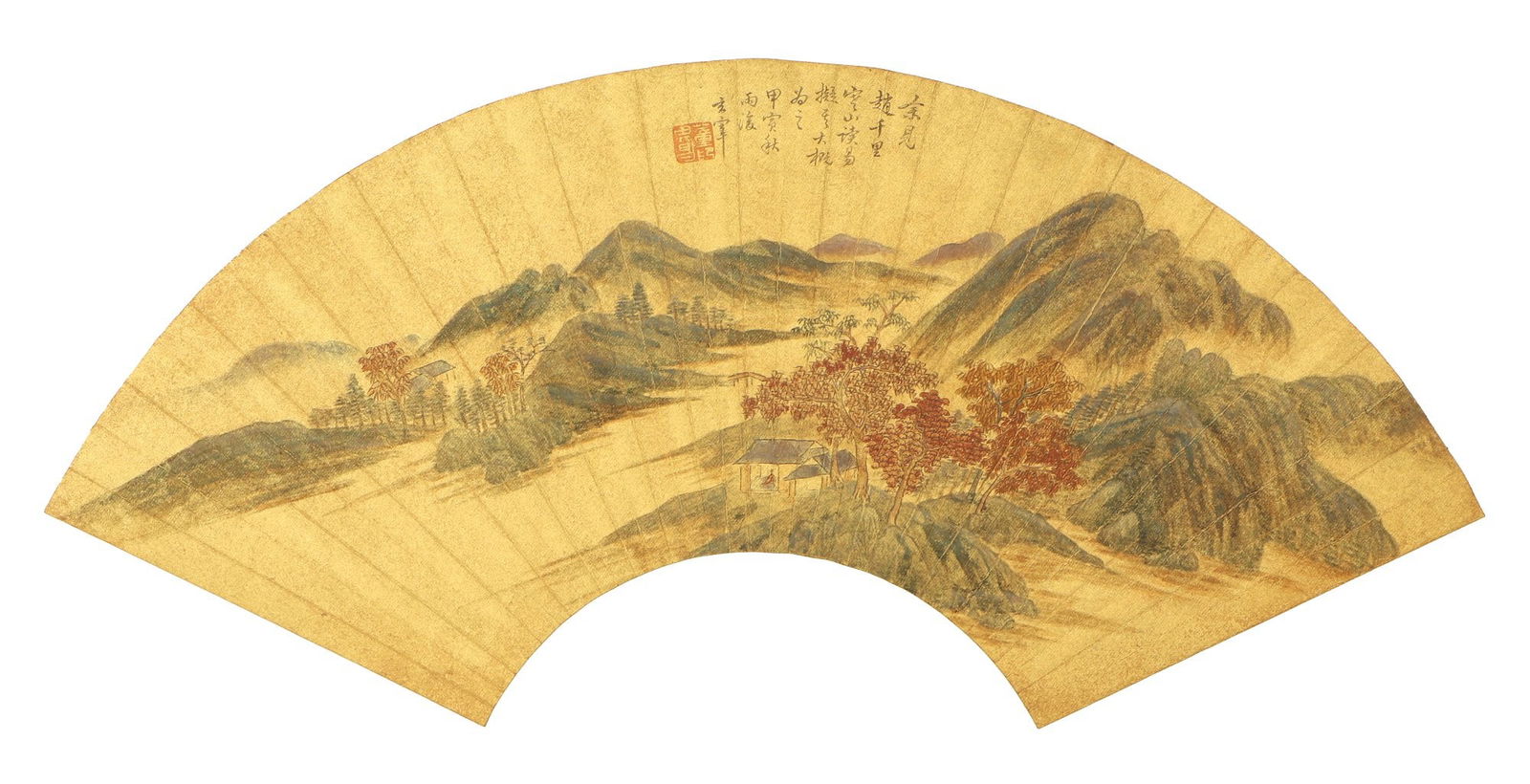 A verdant landscape by Wang Hui: 19cm*55cm