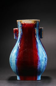 Kiln-changed glaze double-handled vase