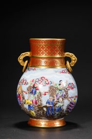 Qianlong Emperor's Enamel-Painted and Gilded Eighteen Arhats Double-Handed Vase