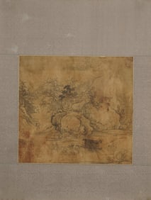 Anonymous silk painting of figures and landscapes