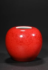 A QIANLONGNIANZHI MARKED RED-GLAZED APPLE ZUN