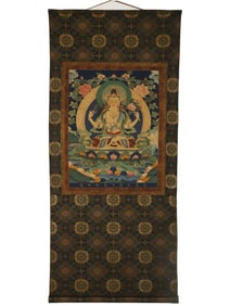 Silk tapestry four-armed Guanyin statue
