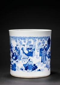 Blue and white sage small scroll jar