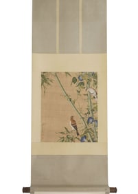 Silk painting of flowers and birds by Castiglione