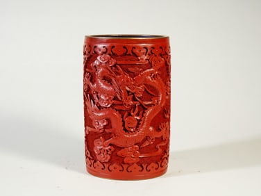 Copper Lacquerware Dragon-patterned Brush Holder
