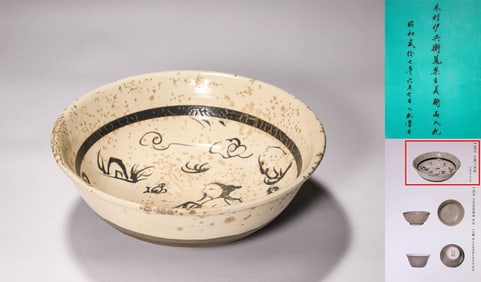 Ancient painted figure bowl, Jizhou kiln, Song Dynasty, China